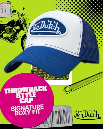 Von Dutch Unisex Trucker Hat, Colorblock, Mesh Back, Curved Bill, Snapback - color: Blue