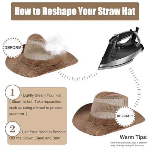 Wide Brim Straw Panama Hat Fedora Beach Sun Hat UPF50+ Unisex Fishing Hats - color: Brown