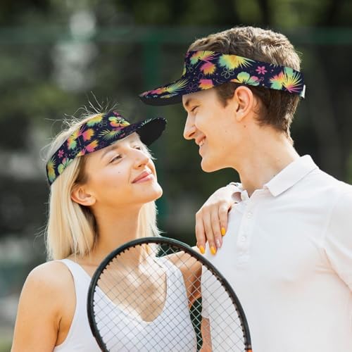 Sun Visor Hats Adjustable Open Top Sport Hat for Golf Women/Men - color: Tie Dye Hibiscus Flower