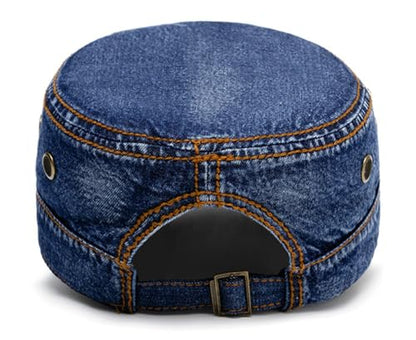 Military Hats Army Caps Cadet Caps Washed Cotton Flat Top Hats Newsboy Hats Adjustable Veteran Caps for Men Women 2025 - color: Dark Blue