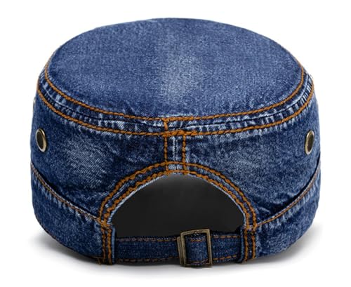 Military Hats Army Caps Cadet Caps Washed Cotton Flat Top Hats Newsboy Hats Adjustable Veteran Caps for Men Women 2025 - color: Dark Blue
