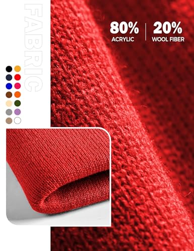 Beanie Hats for Men Women Knit Winter Hat, Warm Skull Stocking Cap, Striped Snow Hat Heated Cuffed Beanie - color: 2p-black+red