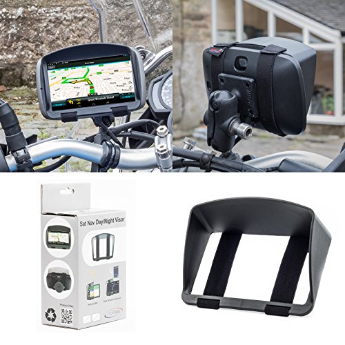 DigiCharge 5-Inch Motorcycle GPS Sun Shade Visor – Fits Garmin Zumo 396/395/595/590, Tomtom Rider 500 550 420 450 410, Go Comfort, Go Supreme, BMW Navigator V/IV – Anti-Glare Clip-On Hood
