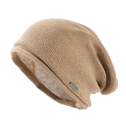 TOP-EX 100% Linen Summer Slouchy Beanie, Breathable and Cooling - color: Beige, size: X-Large-XX-Large