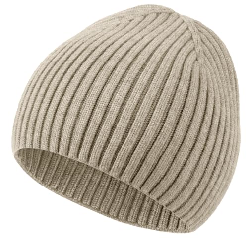 ROYBENS Wool Beanie for Men Women, Seamless Knit Warm Winter Hat Skull Caps - color: 1pcs-light Coffee