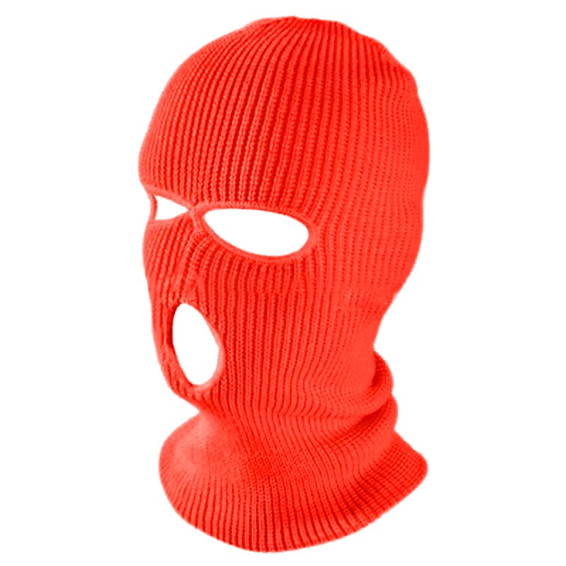 TOPTIE 3 Hole Full Face Balaclava, Double Knit Acrylic Winter Mask - color: Orange