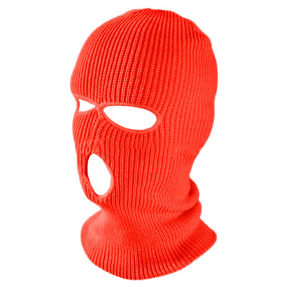TOPTIE 3 Hole Full Face Balaclava, Double Knit Acrylic Winter Mask - color: Orange