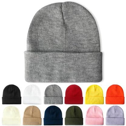 PFFY Beanie for Men Women Unisex Knit Cuffed Winter Beanies Hats Skull Cap - color: Grey