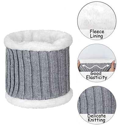 Kids Winter Beanie Scarf Gloves Set - Thermal Fleece Lined Knit Hat, Soft Neck Warmer & Mittens for Girls & Boys 1-10 Years - color: Grey-s, size: 1-5 years