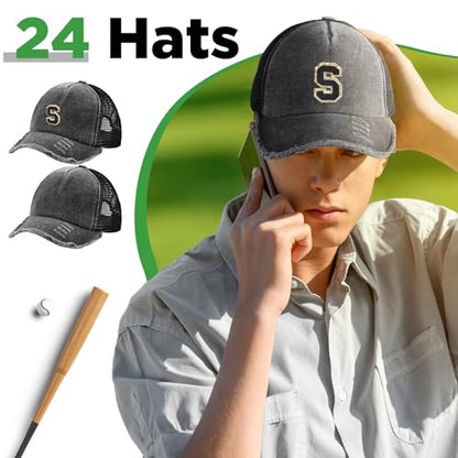 Suhine 24 Pcs Blank Trucker Hat Bulk,Unisex Baseball Cap - color: Black