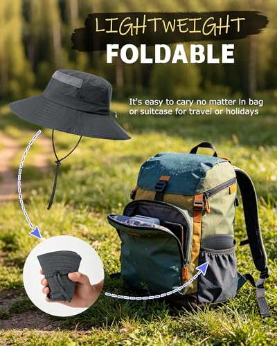 3 Pack Mens Boonie Sun Hat UV Protection Outdoor Bucket Fishing Hat for Hiking Safari & Gardening - color: 3 Pack-dark Grey