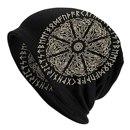 Men Vikings Beanie Caps,Norse Rune Skull Cap Knit Hat Slouchy Cap Autumn Summer Casual Beanies Hat - color: Norse