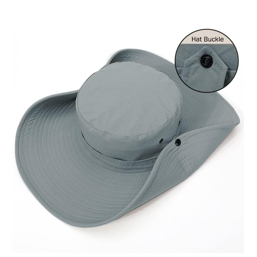 Waterproof Fishing Hat 12CM Wide Brim Sun Hat for Women Mens Packable Bucket hat- UPF 50 for Outdoor Gardening Beach Hats - color: Light Gray