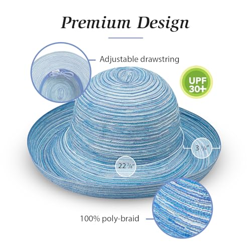 Wallaroo Hat Company Women's Sydney Sun Hat - UPF 30+ Sun Protection, Packable, Adjustable - Beach, Travel, Wide Brim - color: Black/White