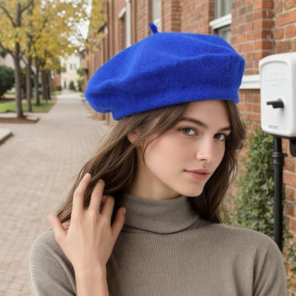 Women's Wool Beret: 70% Wool French Hat for Daily, Lightweight & Chic Berets for Women - color: Royal Blue