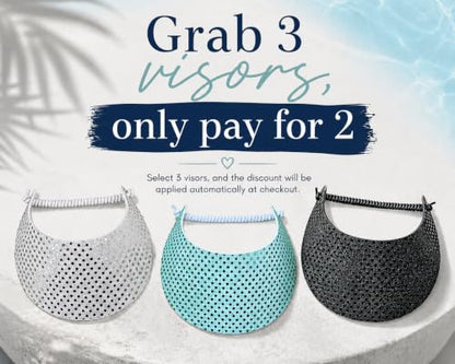 Lightweight Foam Visor Hat with Coil, Comfortable, No Headache, Made in USA - color: White/ Gold