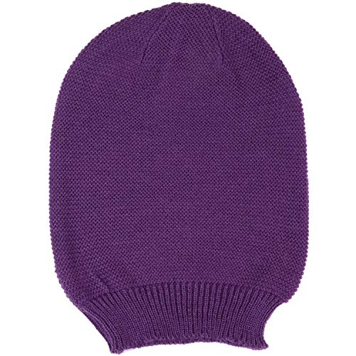 an Unisex Striped Knit Slouchy Beanie Hat Lightweight Soft Fashion Cap - color: 5104-purple