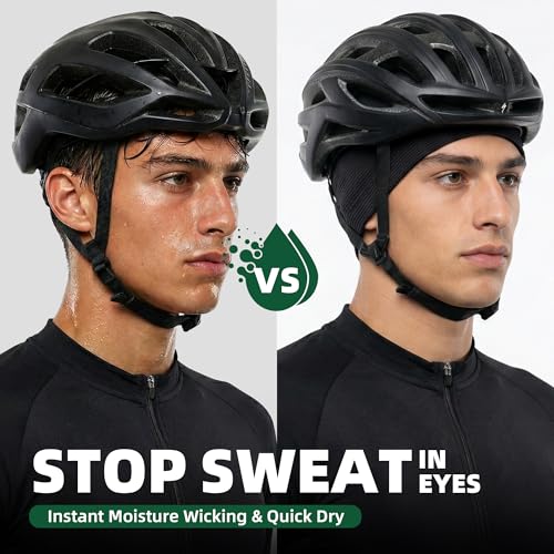 3 Pack Breathable Cooling Skull Cap Sweat Wicking Beanie for Cycling Running Helmet Liner Cap Under Hard Hat - color: Black+black+black