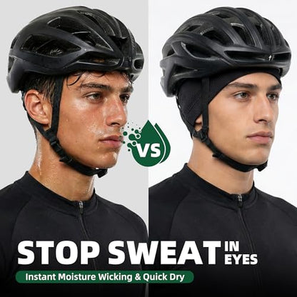 3 Pack Breathable Cooling Skull Cap Sweat Wicking Beanie for Cycling Running Helmet Liner Cap Under Hard Hat - color: Black+black+black