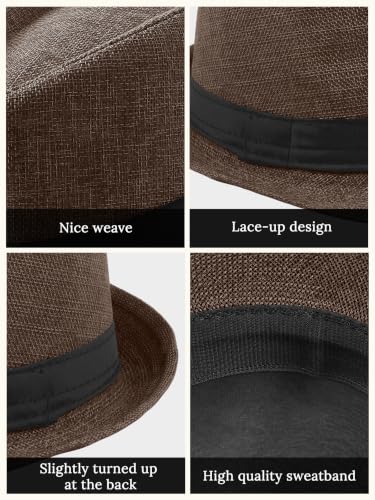 BABEYOND Men's 1920s Short Brim Trilby Fedora Hat - color: A-brown