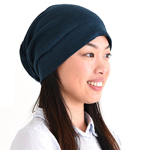 CHARM Mens Slouch Beanie Hat - Womens Organic Cotton Hipster Chemo Slouchy Cap - color: Navy