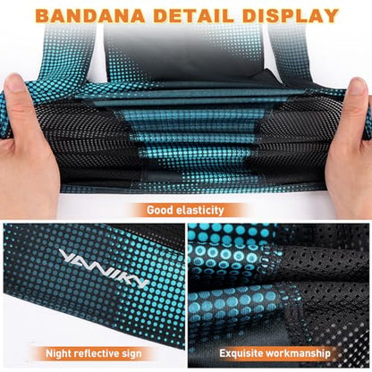YANIKY Bandanas Skull Caps for Men, Women Skull Cap Helmet Liner Dew Rags - color: Black Print+bluegreen