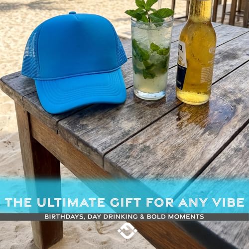 Funky Junque Blank Mesh Foam Lightweight Snapback Trucker Hat - color: Aqua