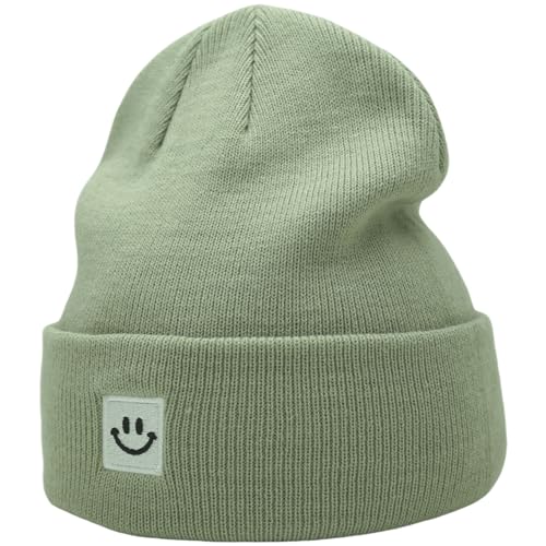 55cube Unisex Winter Beanie Hats Warm Thick Knit Cuffed Skullcaps - color: Laurel Green
