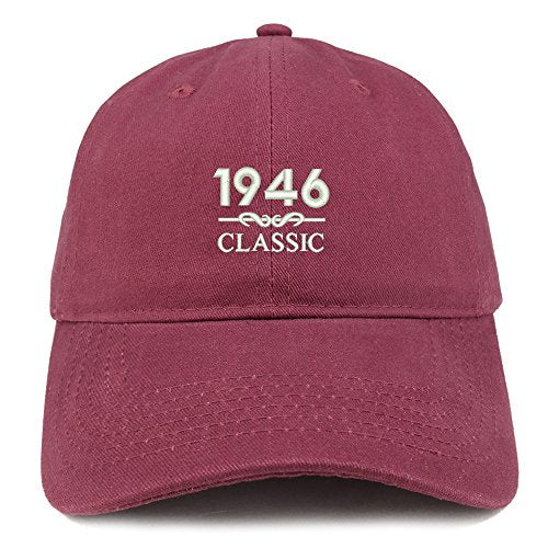 Trendy Apparel Shop Classic 1946 Embroidered Retro Soft Cotton Baseball Cap - color: Maroon