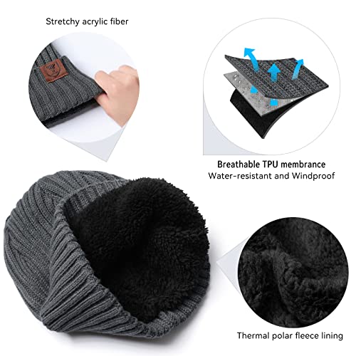 OZERO Winter Beanie for Men Women,Thermal Knit Soft Fleece Lined Hats - color: Coal Grey