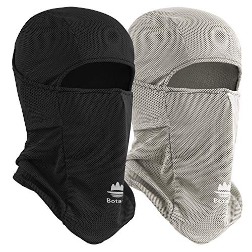 Balaclava Ski Mask, Sun Protection Breathable Face Cover Men Women - color: 2 Packs - Grey + Black