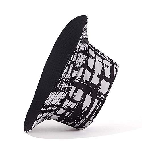 Quanhaigou Bucket Hat for Men Women,Packable Reversible Printed Sun Hats,Fisherman Outdoor Summer Travel Hiking Beach Caps - color: Black White