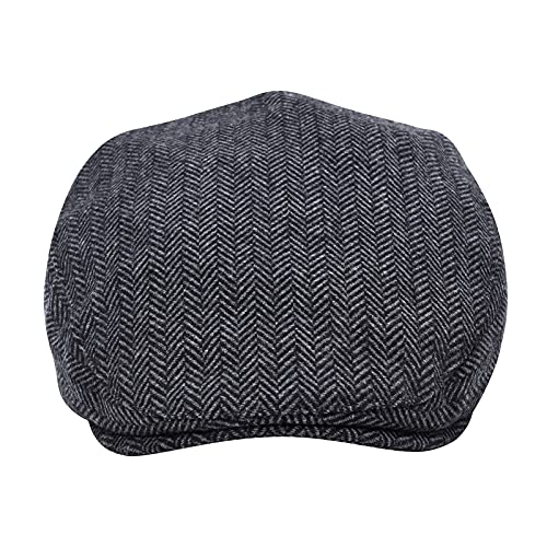 STARANCE Men Wool Blend Newsboy Cap Flat Hat - color: Herringbone Gray, size: 7 1/2