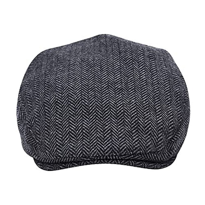 STARANCE Men Wool Blend Newsboy Cap Flat Hat - color: Herringbone Gray, size: 7 3/4