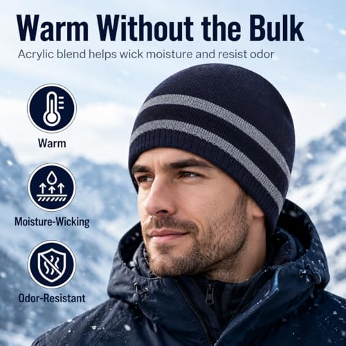 Oversize XXL Winter Beanie Knit Hat for Men - color: A1-navy