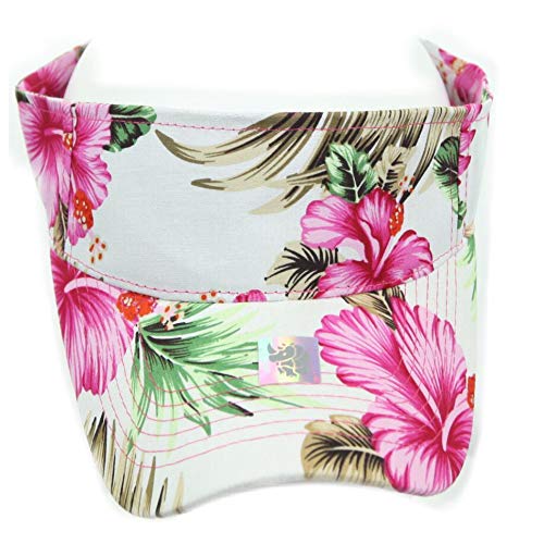 Adult Hawaiian Visor Beach Hibiscus Floral Hat Fashion Tropical Hats Sun Travel Cap Hiking - color: White/Pink