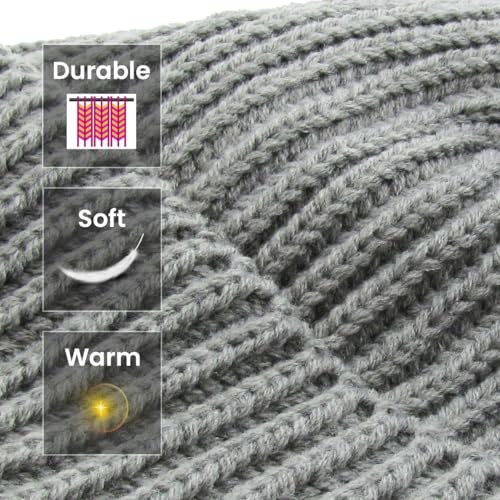 KBETHOS Ribbed Knit Tie Dye Cuffed Beanie Thick Winter Ski Hat Skully Winter Warm Mens Womens Unisex - color: Light Gray