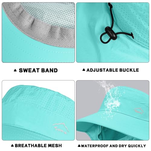 Rosoz Sun Hat for Men Women with Neck Flap& Removable Face Cover Wide Brim - color: 1pack-aqua