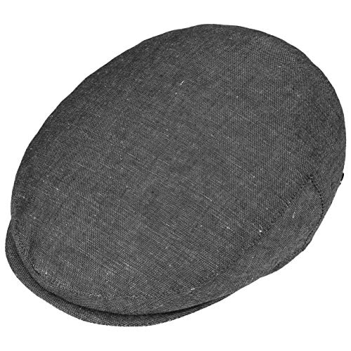 Lierys Inglese Linen Flat Cap Newsboy Linen Cotton Made in Italy Men Spring Summer Black - color: Black, size: 7 1/8