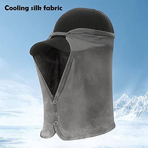 Unisex Sun Protection Neck Shade Mesh Cap Drape Elastic Cooling Face Covering - color: Dark Grey
