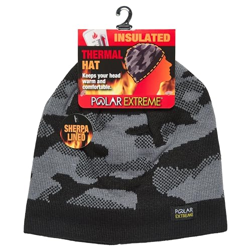 Polar Extreme Men's Sherpa-Lined Knit Winter Hat – Warm, Gift for Dad, Cold Weather - color: Black Camo