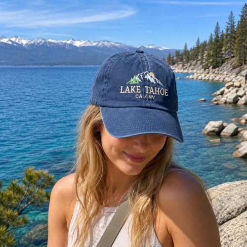 USmania Lake Tahoe Embroidered Cap hat Baseball hat Nature hat Mountain hat Camping hat Hiking hat - color: Navy