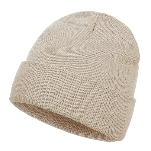 Pistha Beanie for Men Women-Knit Beanie Hats Skull Cap Winter Warm Hat - color: Beige