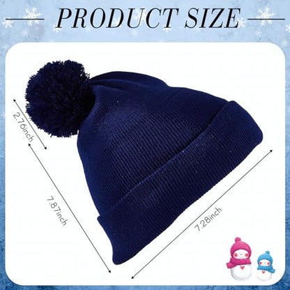 Geyoga 2 Pcs Pom Beanie Hat Men Women Winter Hat Pom Knit Cap Beanies with Ball at Top Acrylic Winter Cap with Cuff - color: Navy Blue, Dark Gray, style: Classical