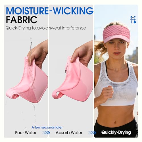 AUSFLUG Sun Visor Hat Men Women - Moisture Wicking Lightweight Sports Cap - color: Pink
