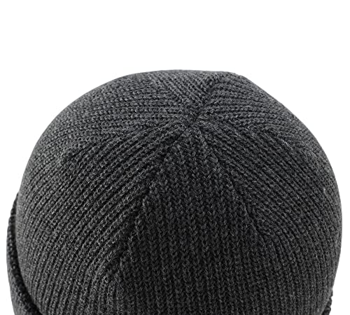 Connectyle 2 Pack Classic Cuffed Beanie Hat for Men & Women Warm Winter Knit Hat Thick Beanies Skull Cap Acrylic Watch Cap - color: Black+dark Grey