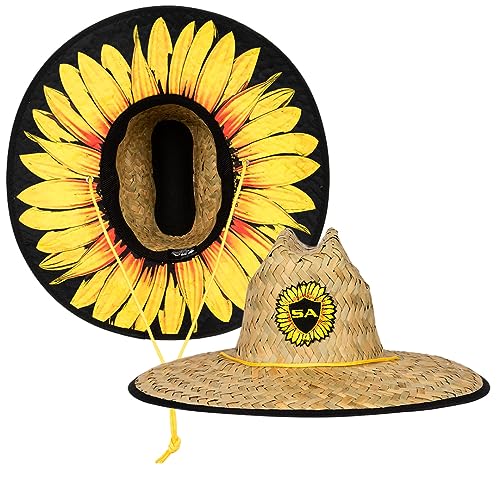 Soul of Adventure Classic Summer Hat | UPF 50+ Wide Brim Sun Protection | Unisex Adjustable Beach Hat with Drawstring - color: Sunflower