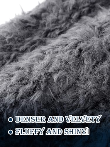 Furry Balaclava Ski Mask for Man Woman, Fluffy Winter Face Cover - color: Dark Grey
