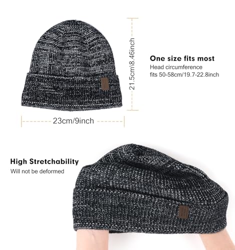 Wmcaps Winter Beanie for Men Women, Soft Warm Fleece Lined Knit Hat - color: Black/White