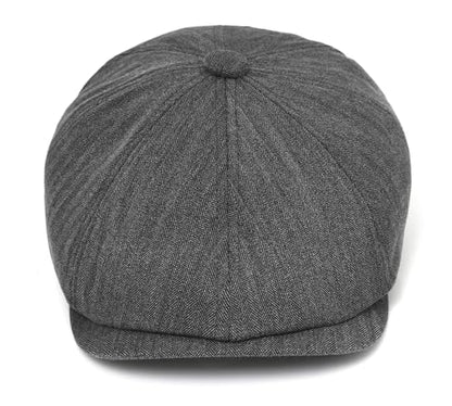 DIYDECAL Mens Newsboy Cap 8 Panel,Cotton Blend Flat Ivy Gatsby Cabbie Golf Hat - color: Dark Grey